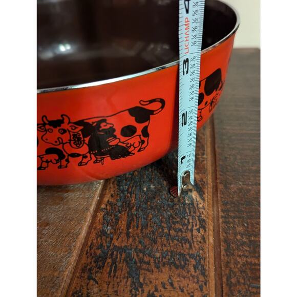 SWITZERLAND SCHWEIZ  Silit Foundue Red Pot with Cows - Picture 11 of 11